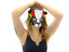 Geometric Rainbow Panda Bear Leather Mask by Rockwell Masks