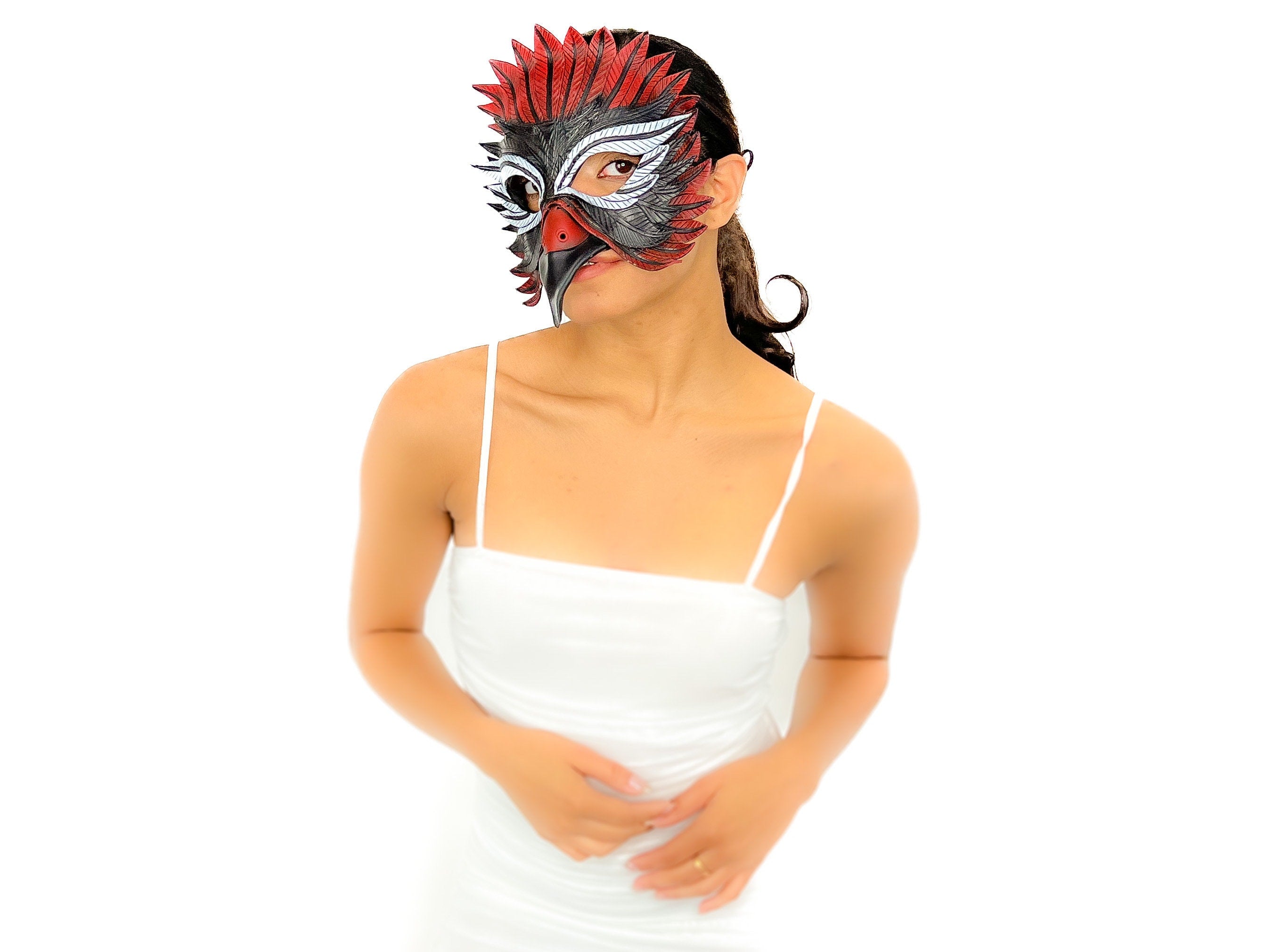 Red Raven Handmade Genuine Leather Mask by Rockwell Masks