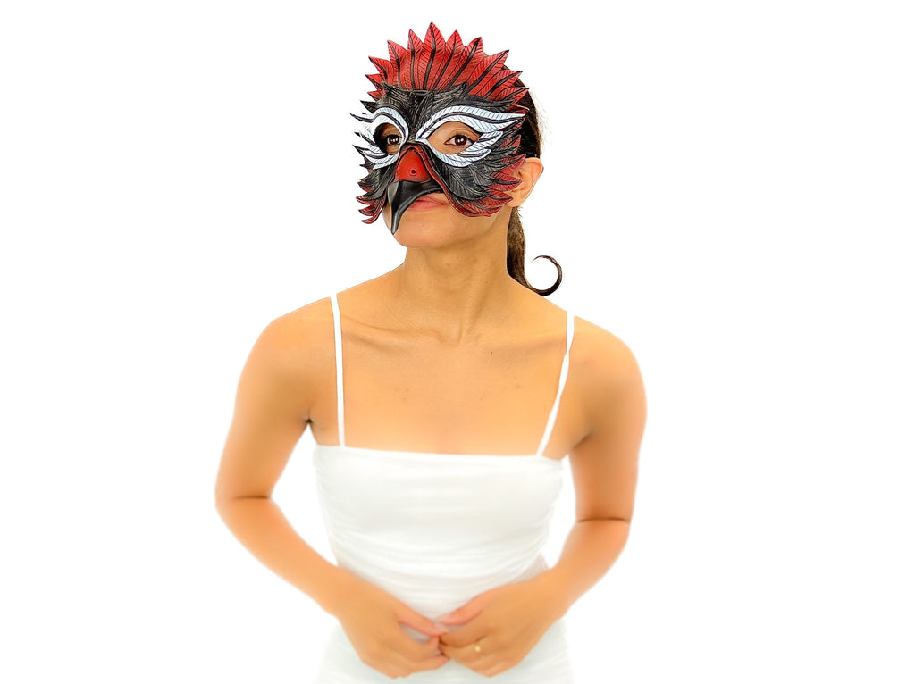 Red Raven Handmade Genuine Leather Mask by Rockwell Masks