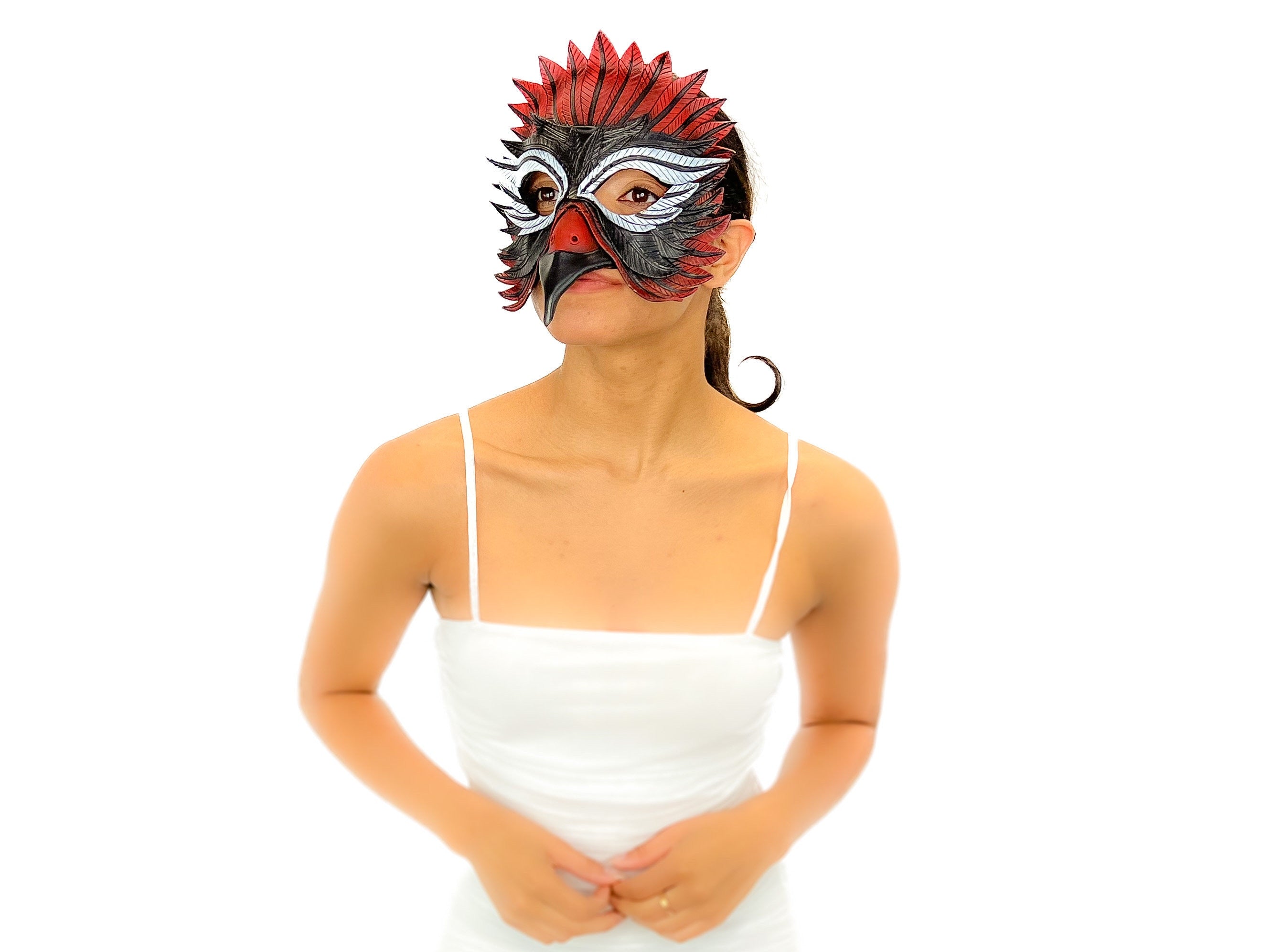 Red Raven Handmade Genuine Leather Mask by Rockwell Masks