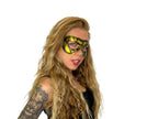 Compact Harlequin Handmade Genuine Leather Mask in Gold by Rockwell Masks