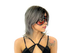 Compact Harlequin Handmade Genuine Leather Mask in Red and Black by Rockwell Masks