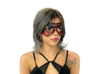 Compact Harlequin Handmade Genuine Leather Mask in Red and Black by Rockwell Masks