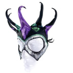 Five Point Jester Eye Mask in Purple and Green - Handmade Genuine Leather by Rockwell Masks