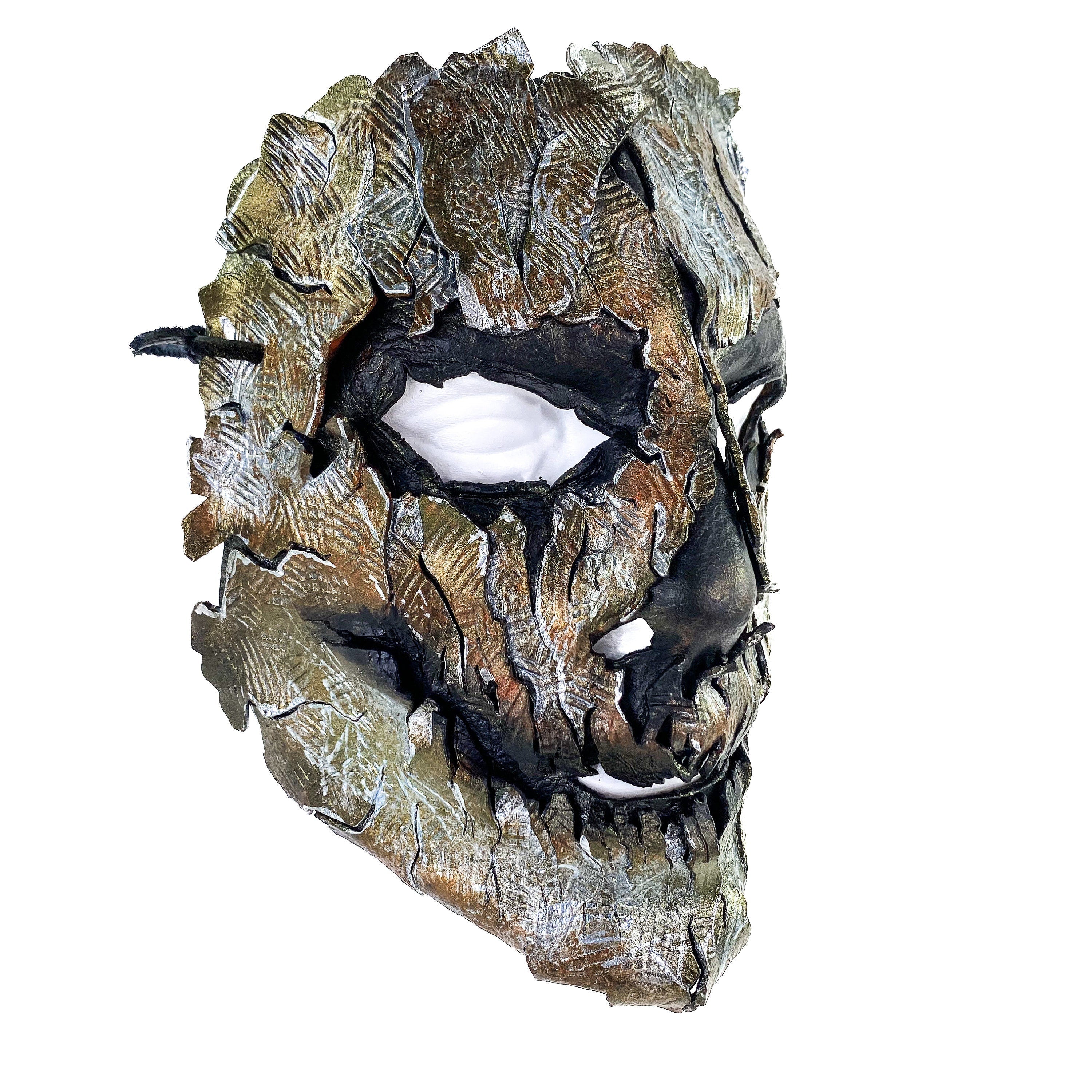 Genuine Leather Mask - Shattered Metal Paint - Handmade Full Face Cover for Halloween, Performance or Cosplay Costume by Rockwell Masks