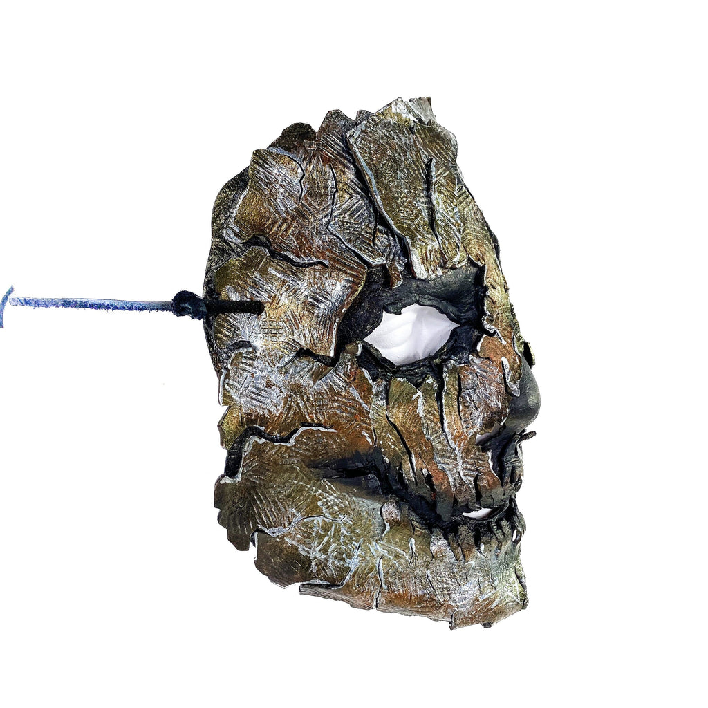 Genuine Leather Mask - Shattered Metal Paint - Handmade Full Face Cover for Halloween, Performance or Cosplay Costume by Rockwell Masks