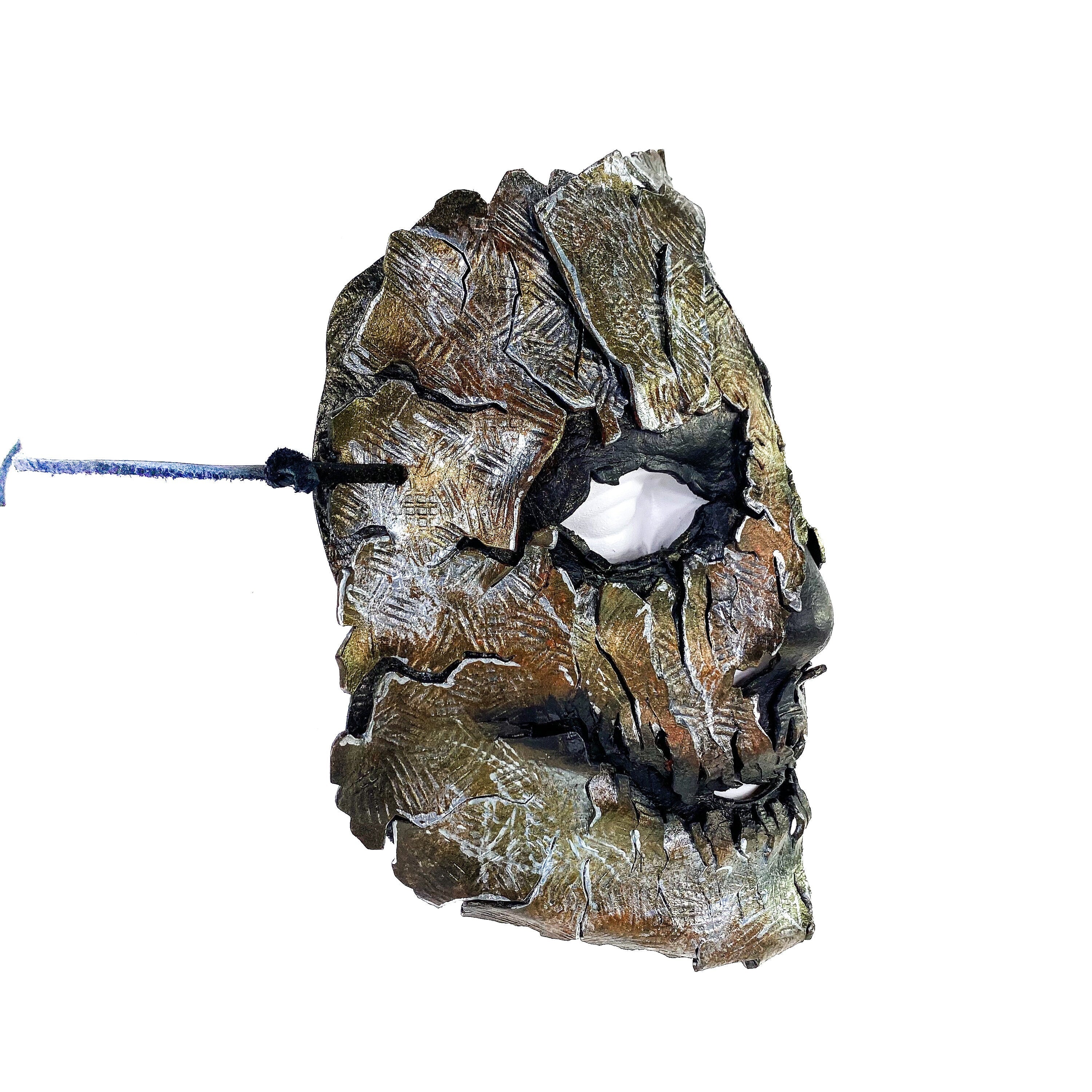 Genuine Leather Mask - Shattered Metal Paint - Handmade Full Face Cover for Halloween, Performance or Cosplay Costume by Rockwell Masks