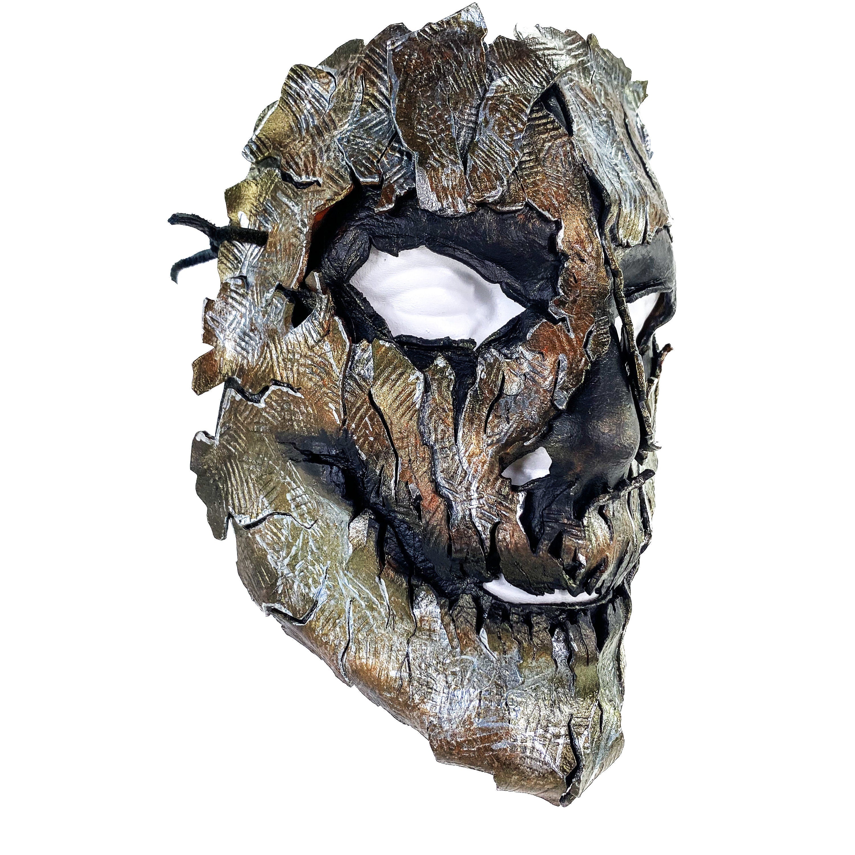 Genuine Leather Mask - Shattered Metal Paint - Handmade Full Face Cover for Halloween, Performance or Cosplay Costume by Rockwell Masks