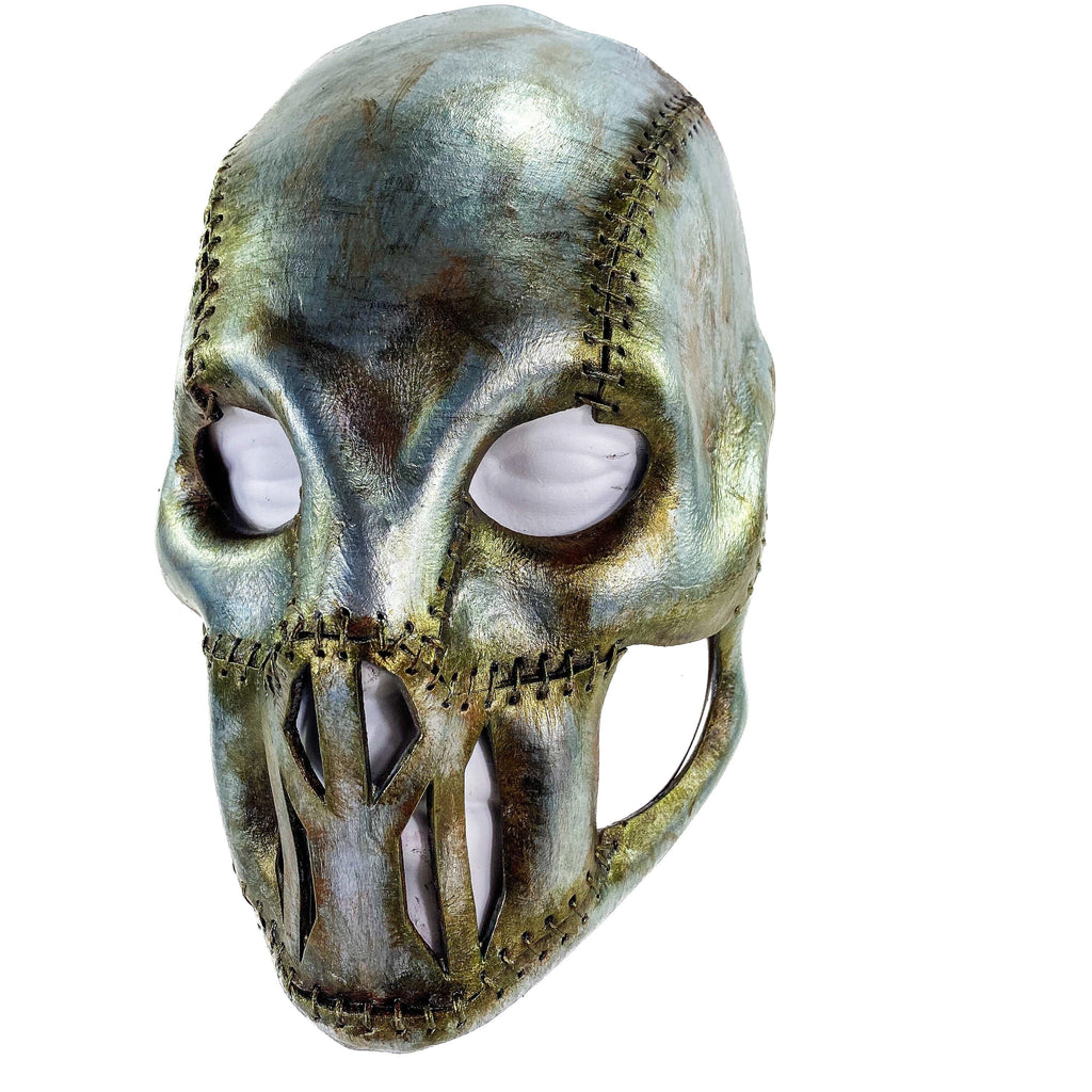 Invader - Genuine Leather Mask in Corroded Metallic Paint - Handmade Full Face Cover for Halloween, Performance or Cosplay by Rockwell Masks