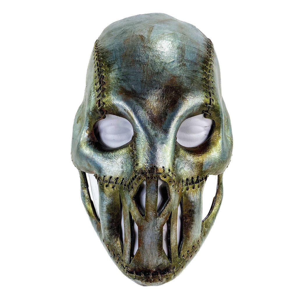 Invader - Genuine Leather Mask in Corroded Metallic Paint - Handmade Full Face Cover for Halloween, Performance or Cosplay by Rockwell Masks