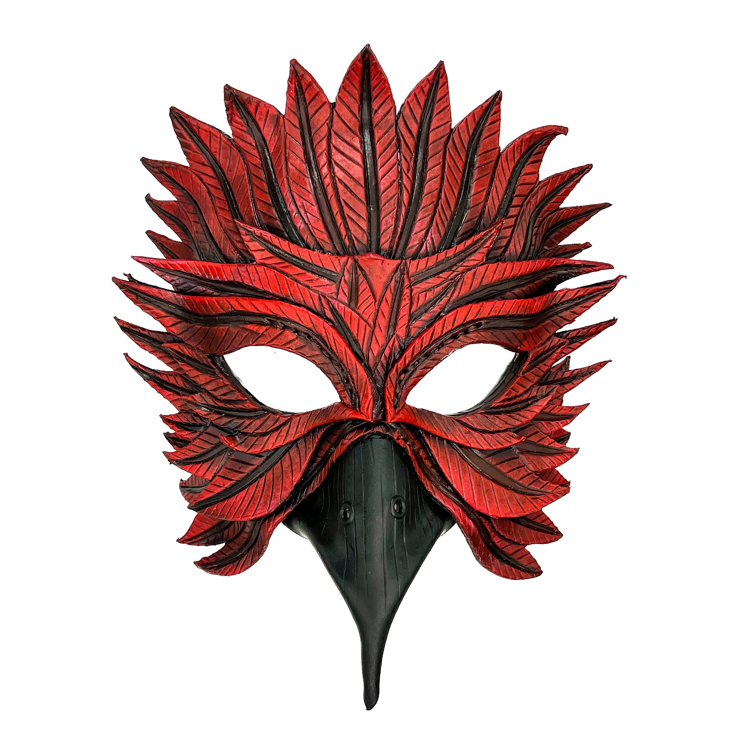 Red Bird Handmade Genuine Leather Mask by Rockwell Masks