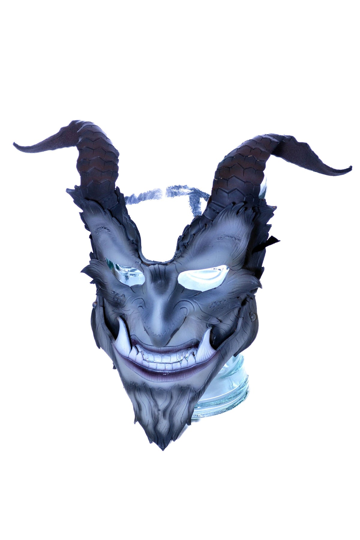 The Beast - Articulating Jaw Handmade Genuine Leather Mask with Horns in Natural Colors by Rockwell Masks