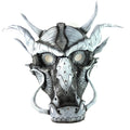 Grey Ancient Dragon Leather Mask with Swarovski Crystals by Rockwell Masks