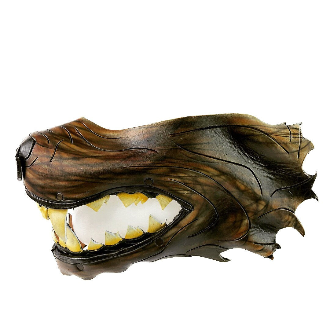 Mad Dog Handcrafted Genuine Leather Wolf Mask by Rockwell Masks