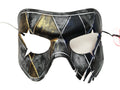 Harlequin Handmade Genuine Leather Mask in Blue White Black and Gold by Rockwell Masks
