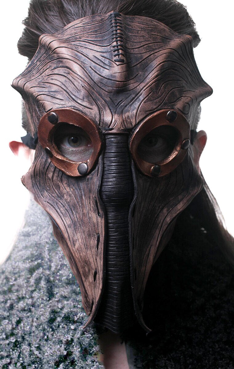 Steampunk Inspired Handmade Genuine Leather Mask in Brown by Rockwell Masks