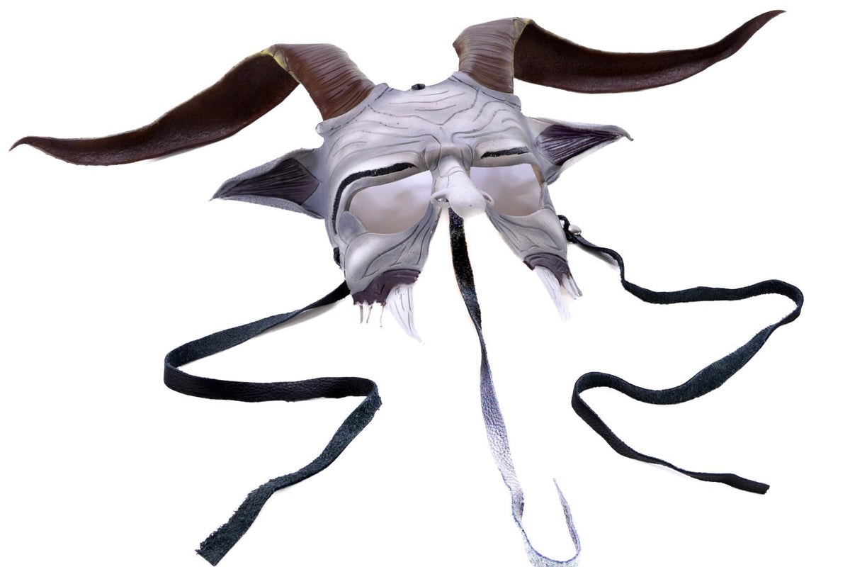 Krampus Handmade Genuine Leather Mask for Masquerade Cosplay or Halloween Costumes by Rockwell Masks