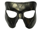 Harlequin Handmade Genuine Leather Mask in Black with Gold Hues by Rockwell Masks