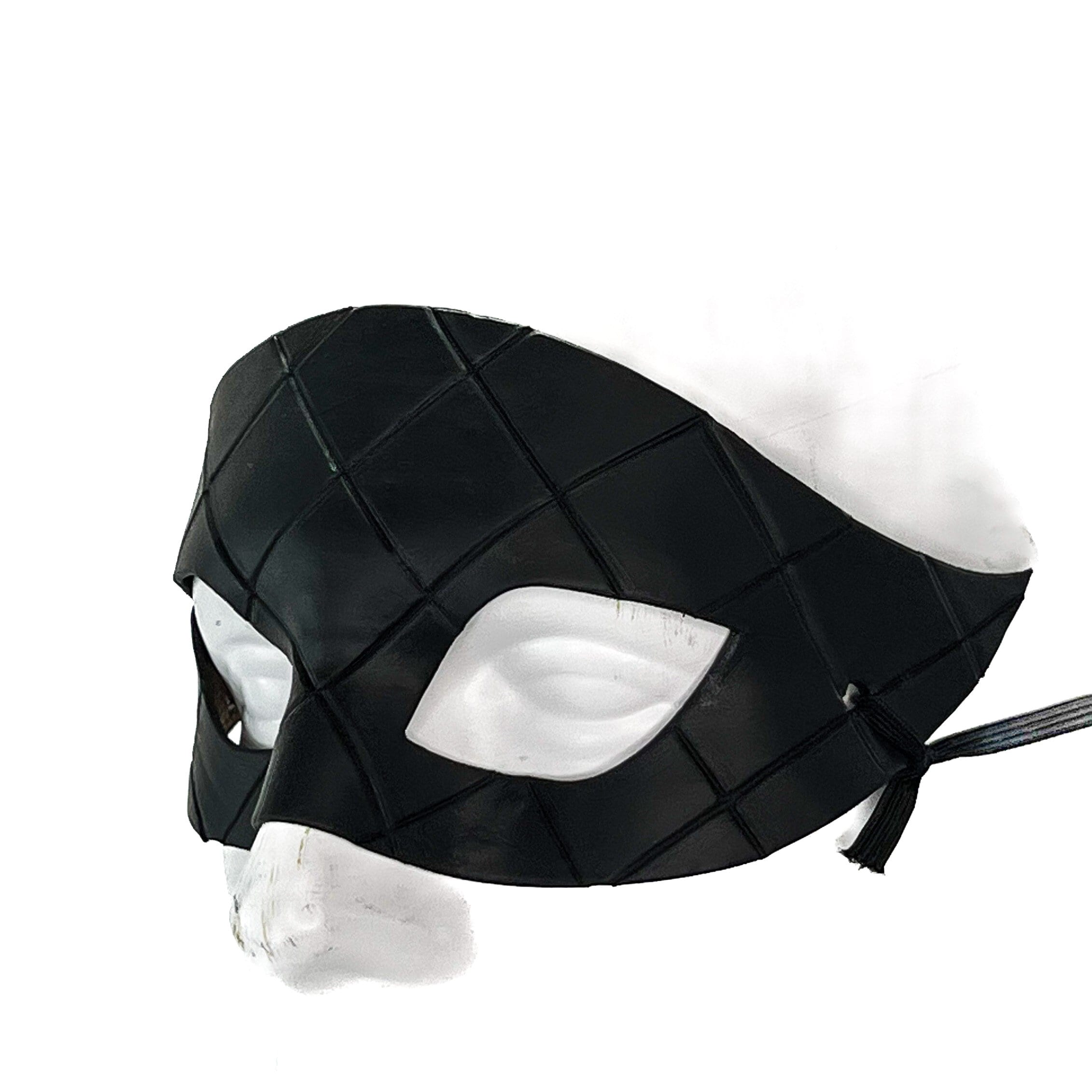 Masquerade Handmade Genuine Leather Mask in Black for Masquerades Halloween or Cosplay by Rockwell Masks