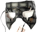 Silver Handmade Genuine Leather Mask in Rusted Steel Pattern by Rockwell Masks