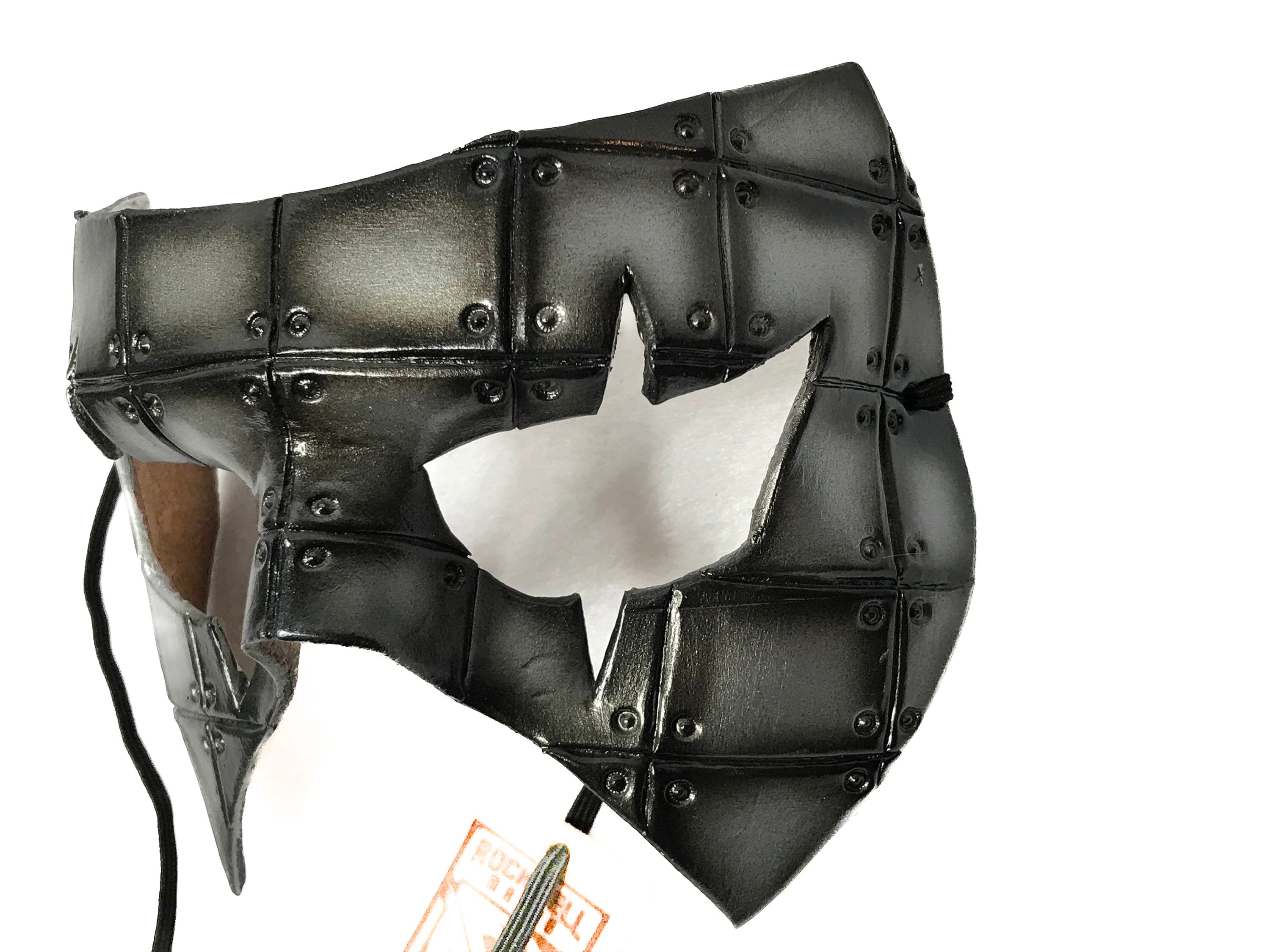 Silver Handmade Genuine Leather Mask in Rusted Steel Pattern by Rockwell Masks