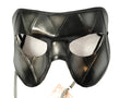 Silver Harlequin Handmade Genuine Leather Mask in Black and Silver by Rockwell Masks