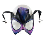 Handmade Genuine Leather Jester Mask in Blue and Pink by Rockwell Masks
