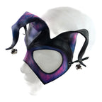 Handmade Genuine Leather Jester Mask in Blue and Pink by Rockwell Masks