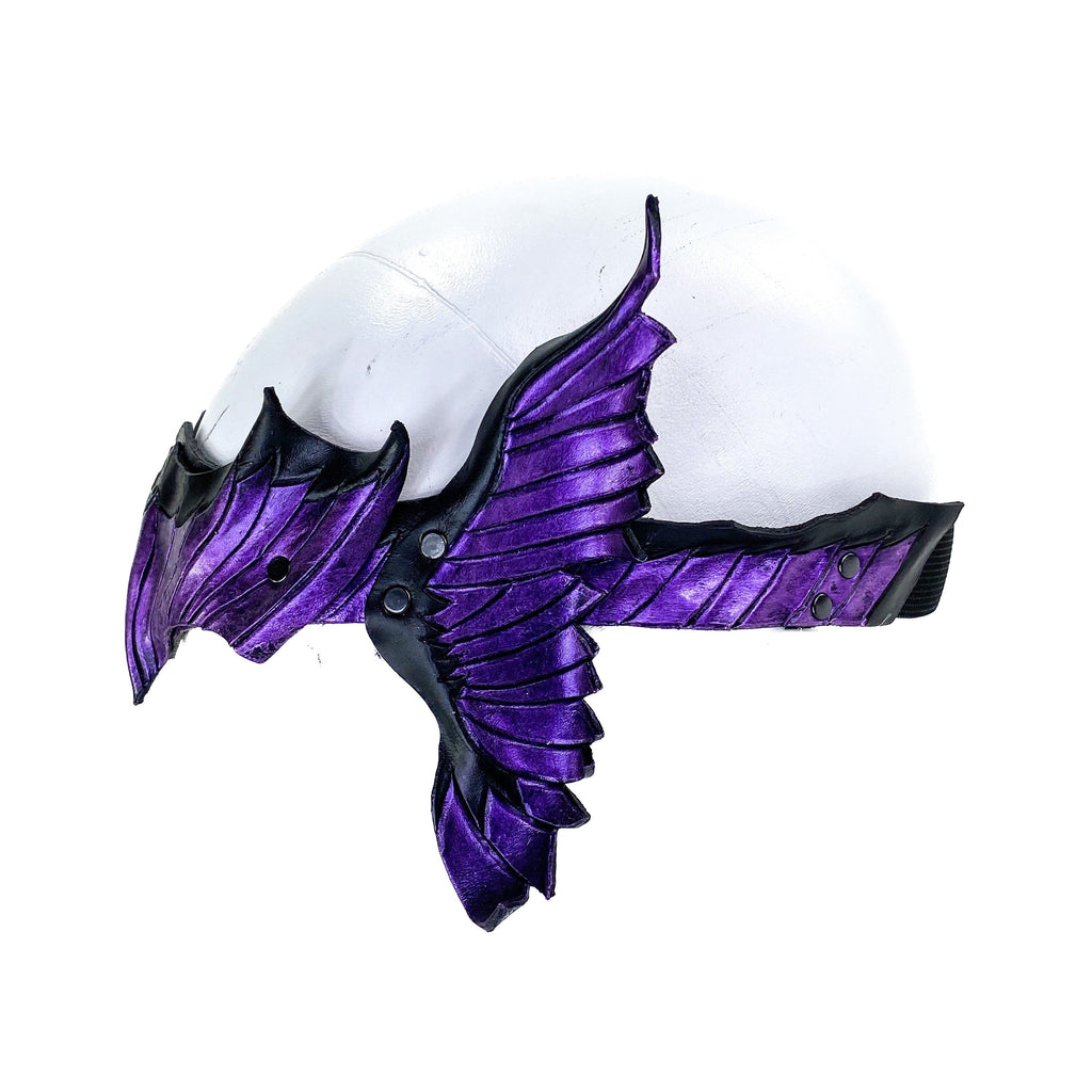 Masquerade Crown of Handmade Genuine Leather in Purple and Black by Rockwell Masks