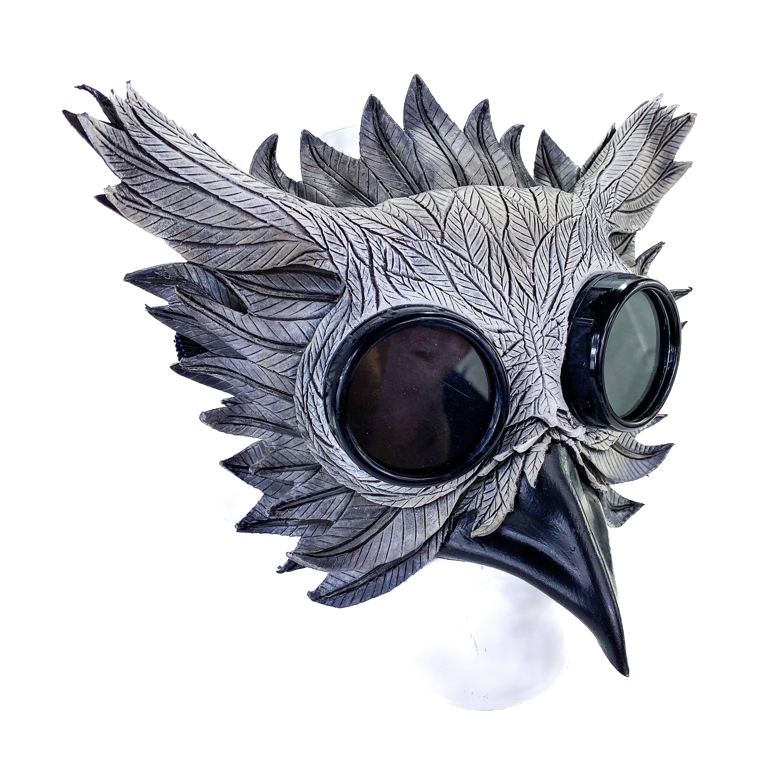 Horned Owl Goggles Handmade Genuine Leather Mask by Rockwell Masks