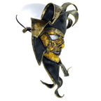 Venetian inspired Jester Mask in Gold and Black - Wearable or Wall Art by Rockwell Masks