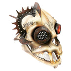 Handcrafted Genuine Leather Dimensional Cat Skull Robot Mask by Rockwell Masks