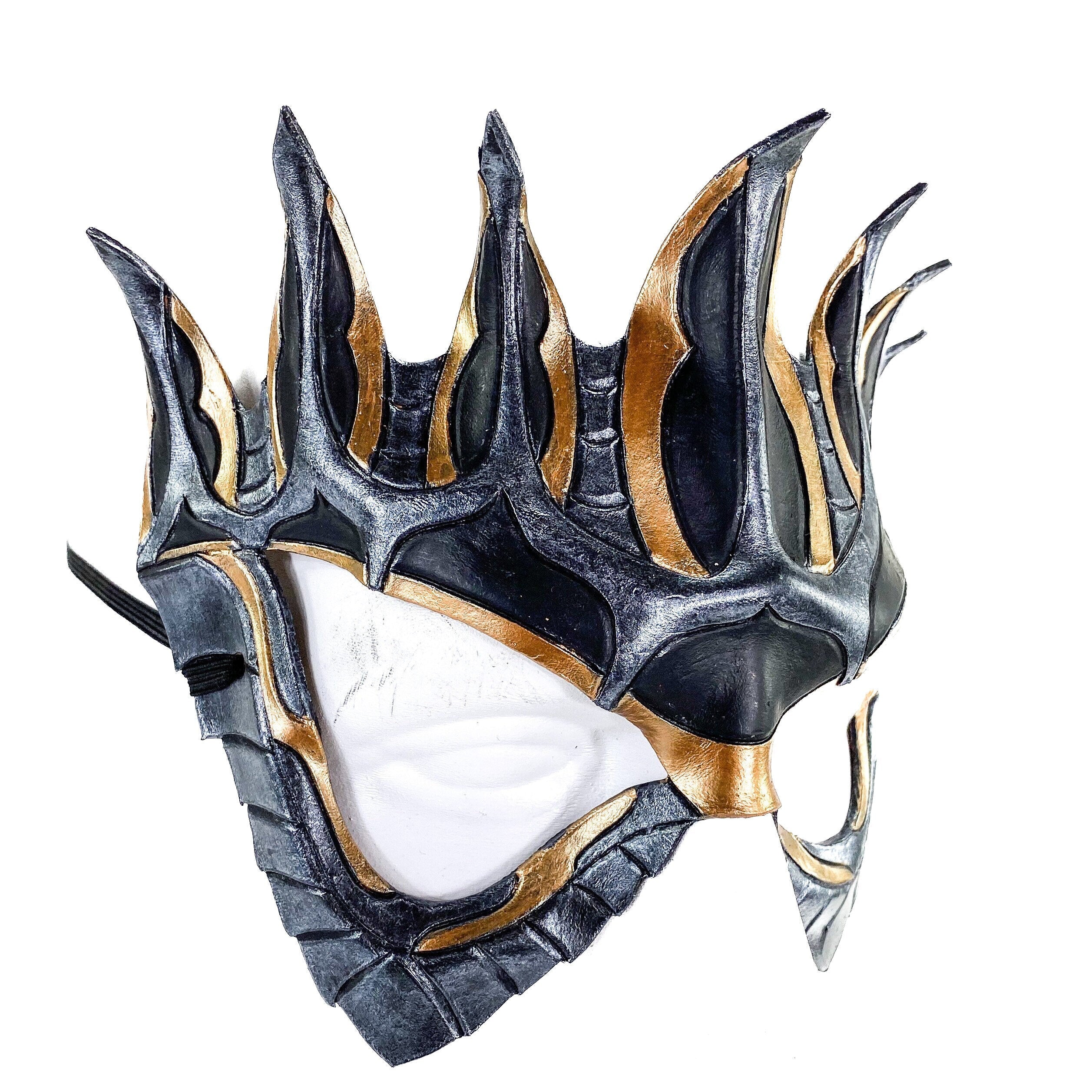 Masquerade Crown Mask of Handmade Genuine Leather in Metallics by Rockwell Masks