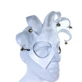Handmade Genuine Leather Five Point Minimalist Jester Mask in White by Rockwell Masks
