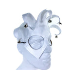 Handmade Genuine Leather Five Point Minimalist Jester Mask in White by Rockwell Masks