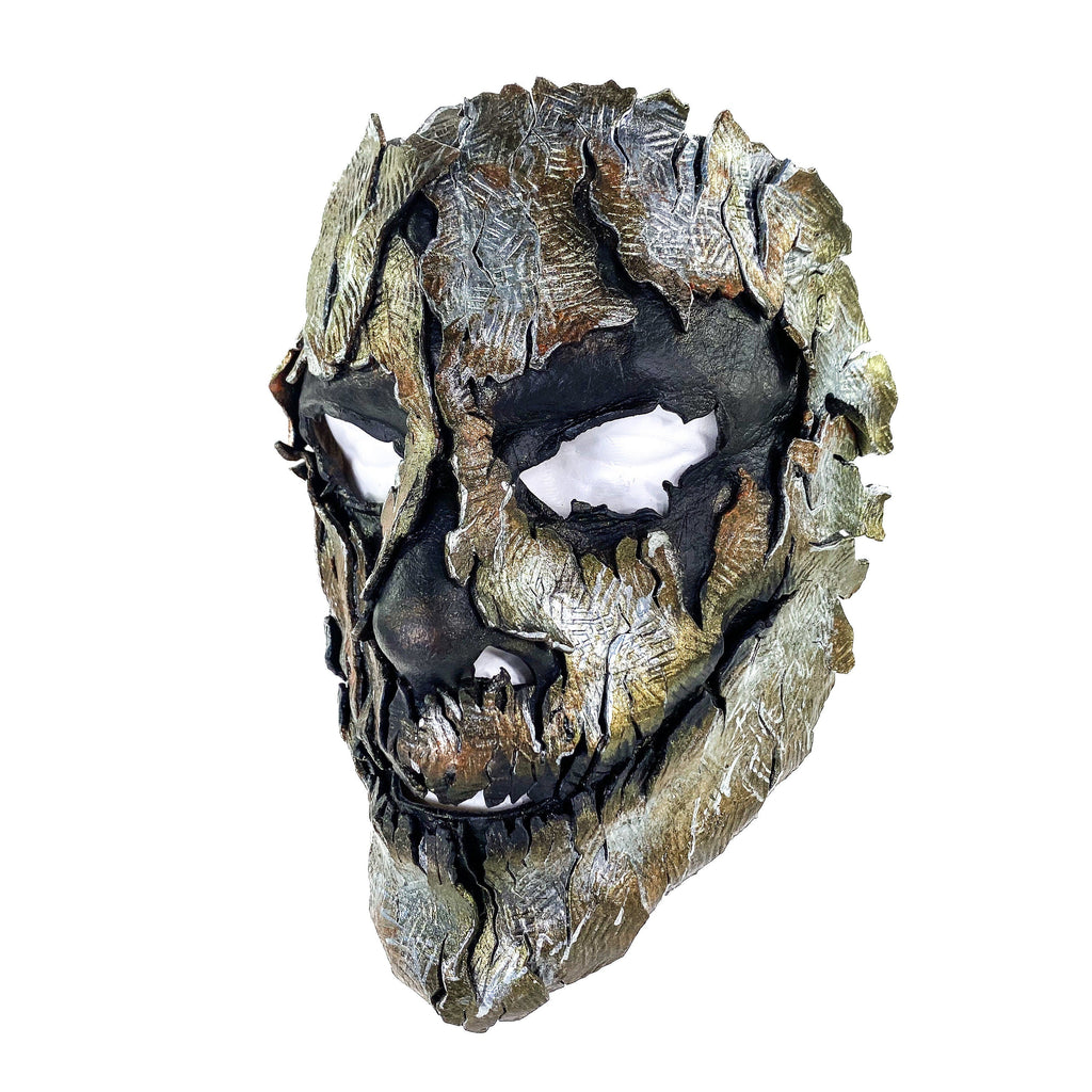 Genuine Leather Mask - Shattered Metal Paint - Handmade Full Face Cover for Halloween, Performance or Cosplay Costume by Rockwell Masks