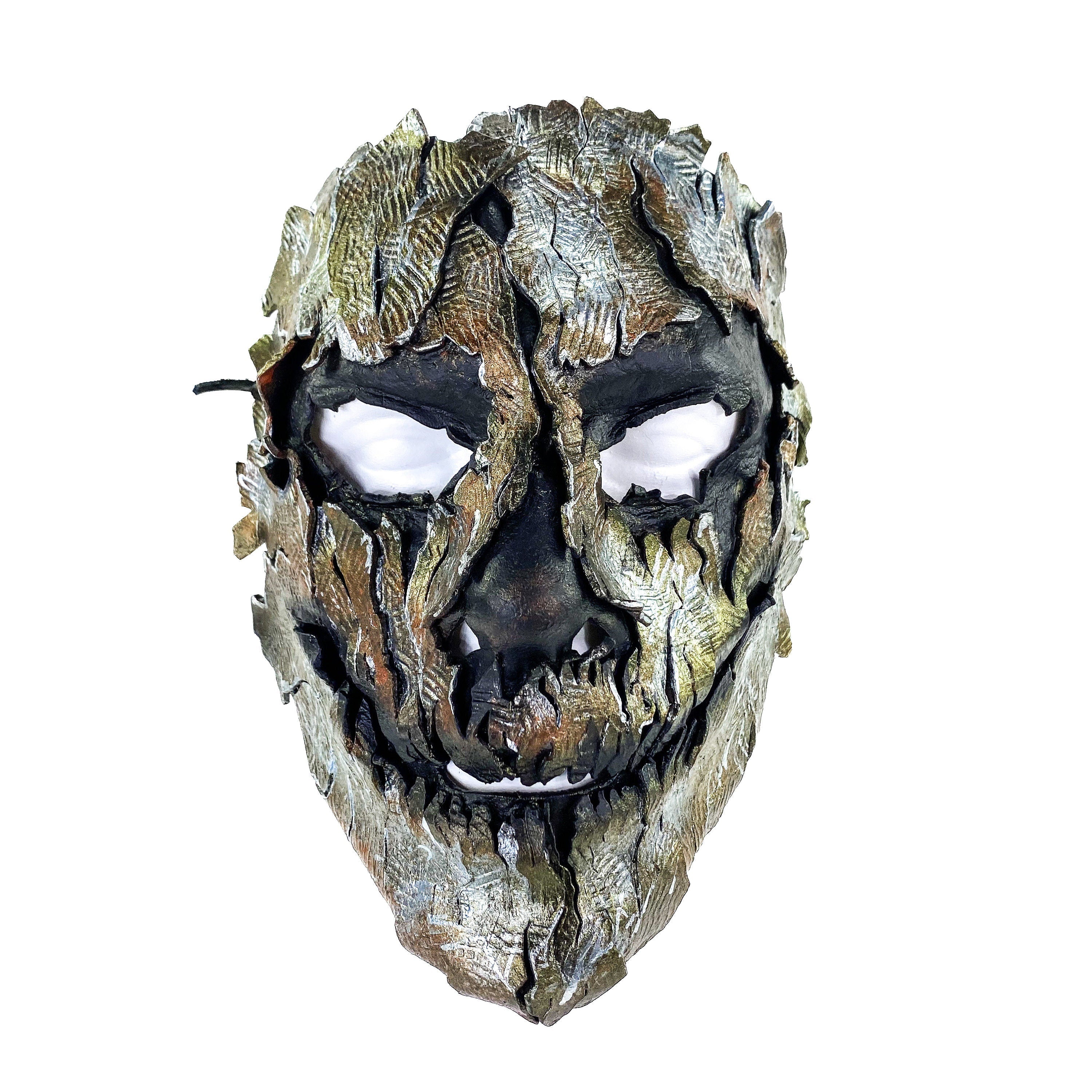 Genuine Leather Mask - Shattered Metal Paint - Handmade Full Face Cover for Halloween, Performance or Cosplay Costume by Rockwell Masks