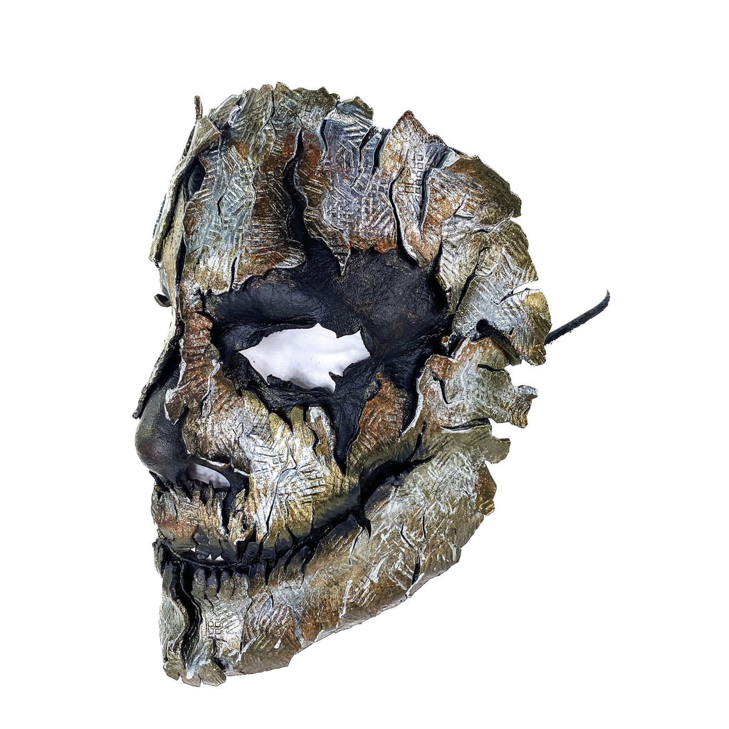 Genuine Leather Mask - Shattered Metal Paint - Handmade Full Face Cover for Halloween, Performance or Cosplay Costume by Rockwell Masks