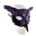Layered Horned Owl Handmade Genuine Leather Mask in Purple by Rockwell Masks