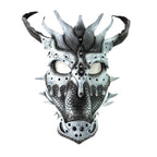 Grey Ancient Dragon Leather Mask with Swarovski Crystals by Rockwell Masks