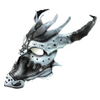 Grey Ancient Dragon Leather Mask with Swarovski Crystals by Rockwell Masks