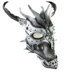 Grey Ancient Dragon Leather Mask with Swarovski Crystals by Rockwell Masks
