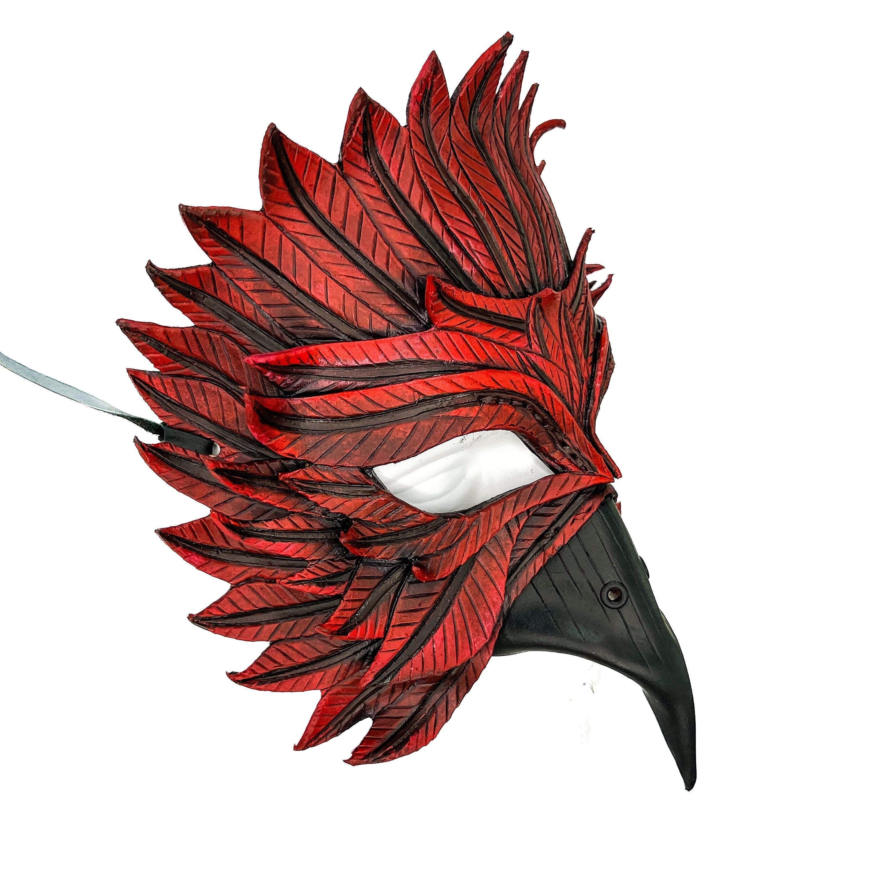 Red Bird Handmade Genuine Leather Mask by Rockwell Masks