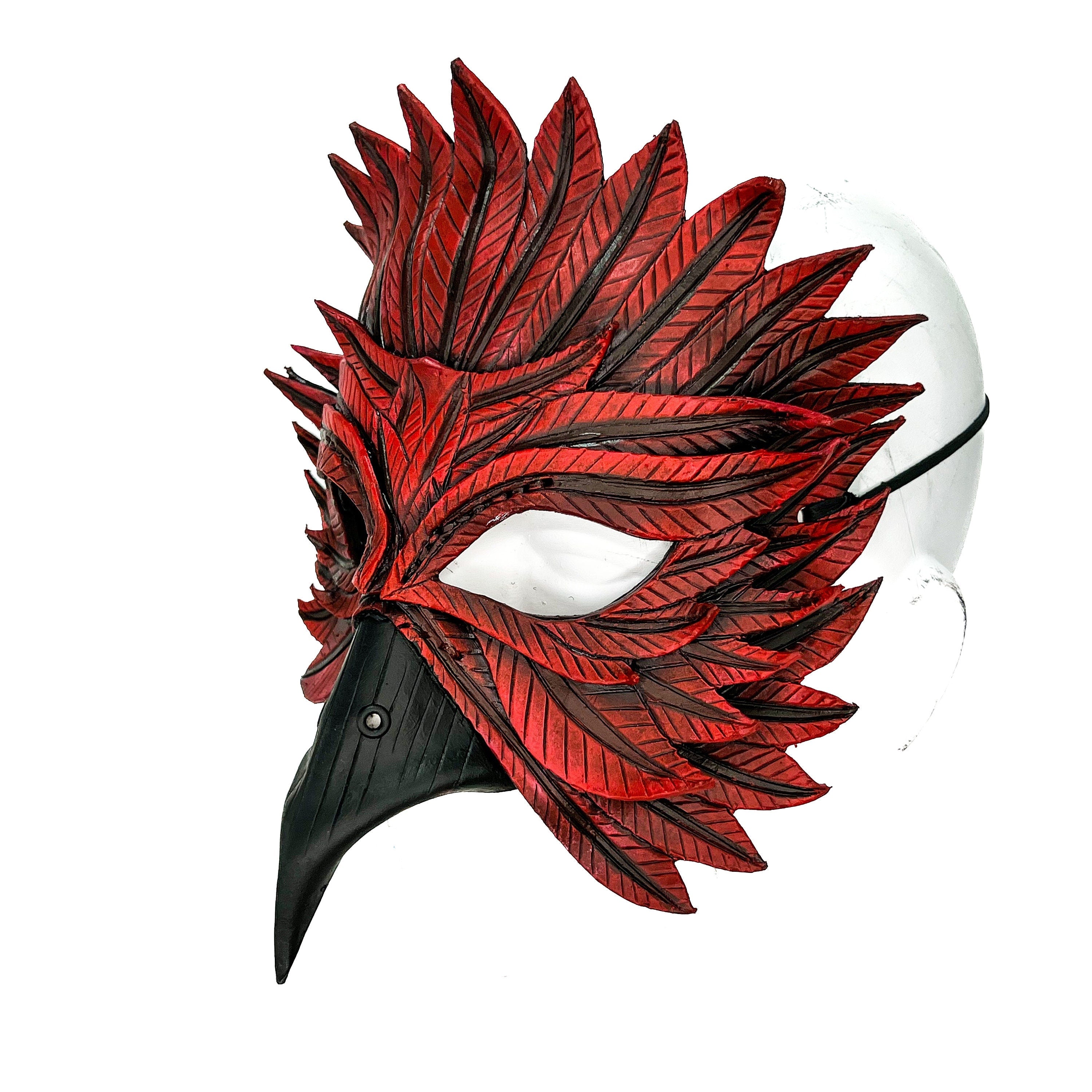 Red Bird Handmade Genuine Leather Mask by Rockwell Masks