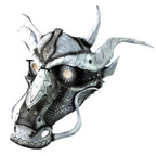 Grey Ancient Dragon Leather Mask with Swarovski Crystals by Rockwell Masks