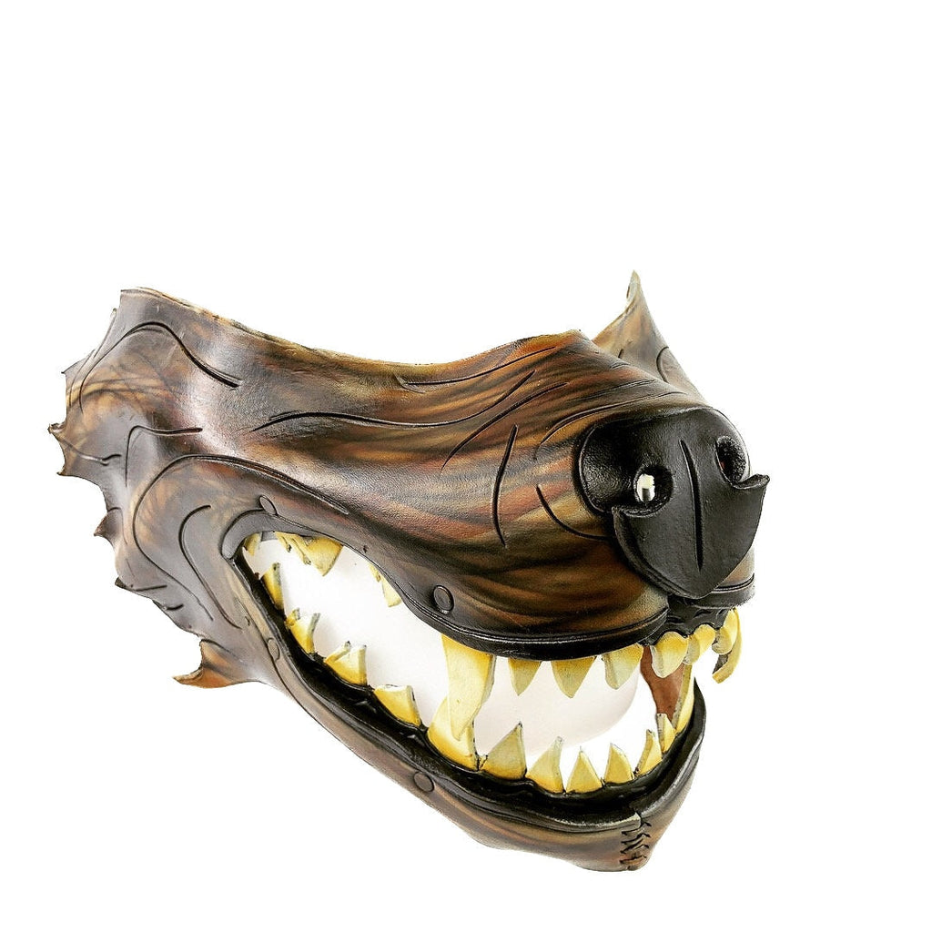 Mad Dog Handcrafted Genuine Leather Wolf Mask by Rockwell Masks