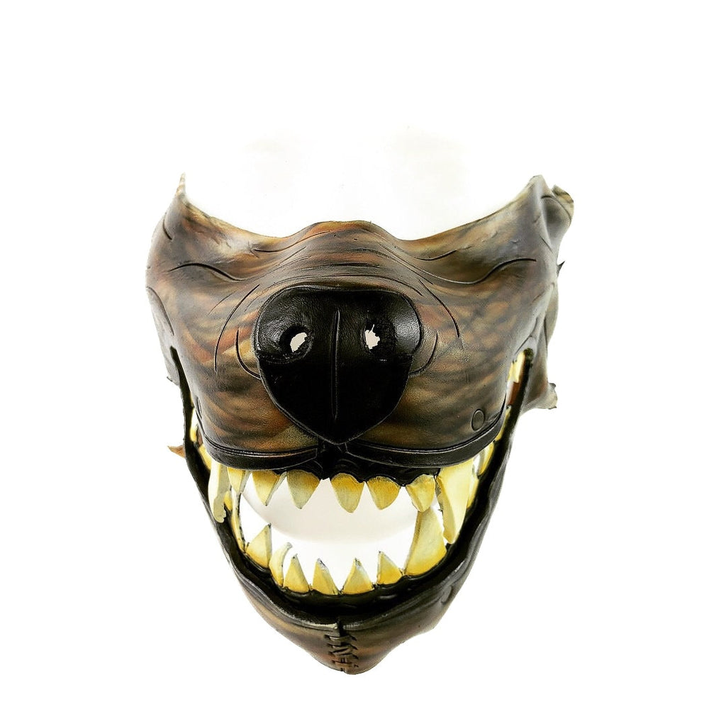 Mad Dog Handcrafted Genuine Leather Wolf Mask by Rockwell Masks