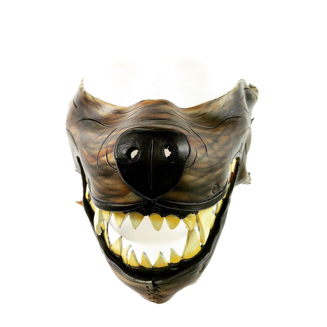 Mad Dog Handcrafted Genuine Leather Wolf Mask by Rockwell Masks