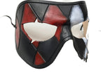 Harlequin Handmade Genuine Leather Mask in Red White Black and Gold by Rockwell Masks