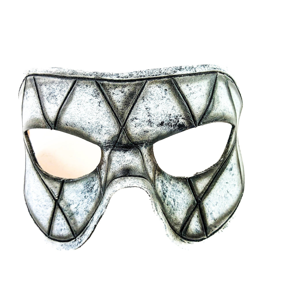 Harlequin Handmade Genuine Leather Mask in Black and White by Rockwell Masks